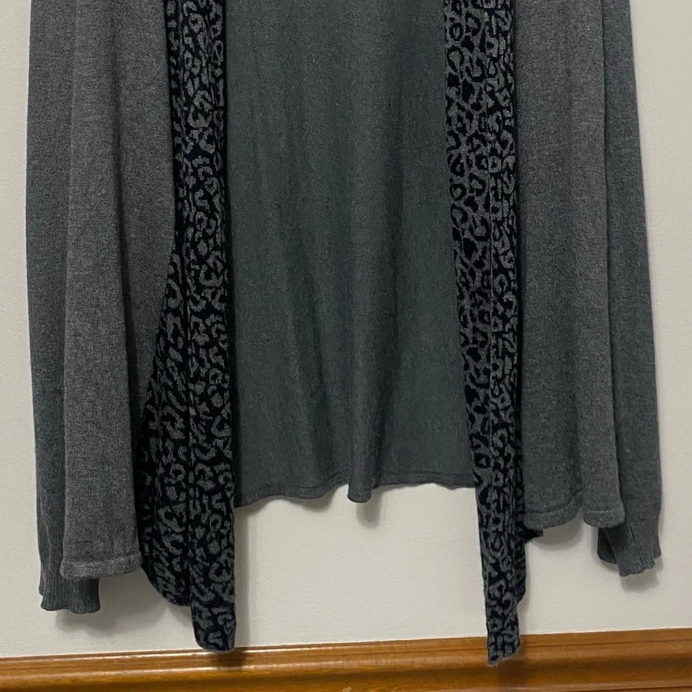 Carolyn Taylor Open Front Cardigan Women’s Size L Leopard Print Collar - Picture 4 of 9